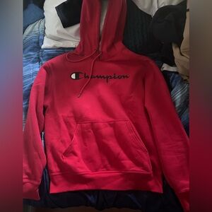 Red champion hoodie size medium
